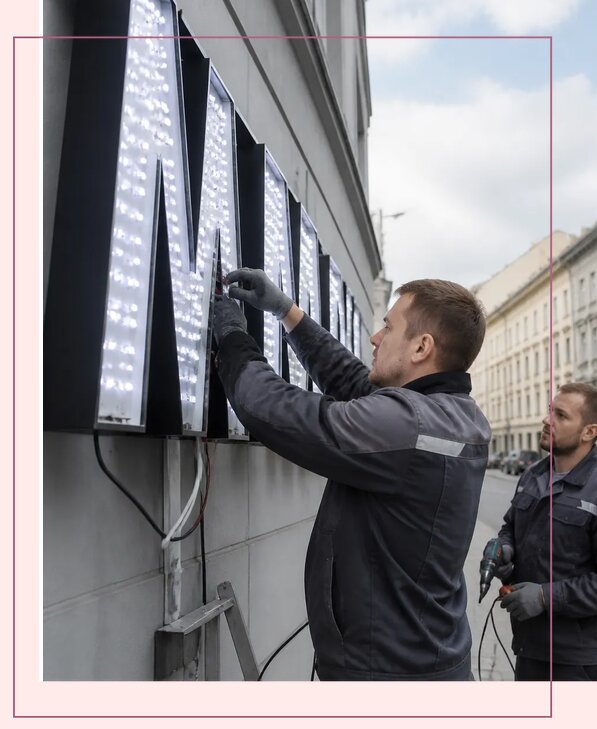 Изготовление и монтаж светодиодных LED вывесок в Таре
